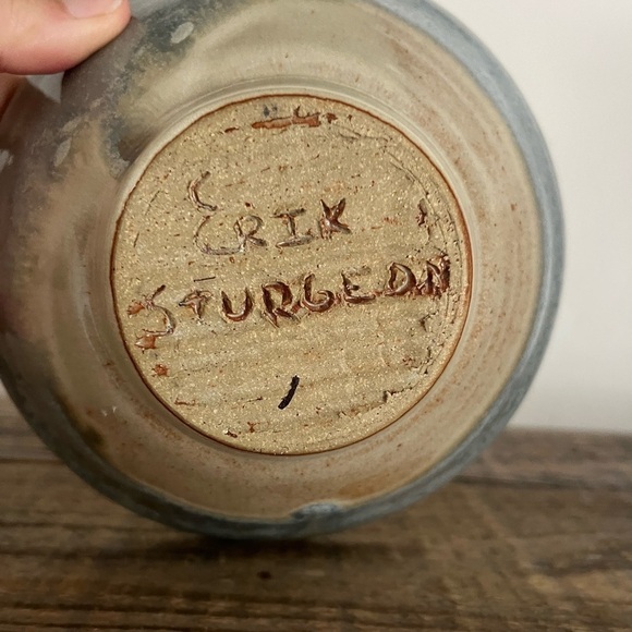 Handcrafted Pottery Bowl - Blue and Brown - Picture 3 of 4